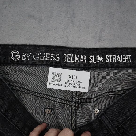 Guess Pants Mens 34 Gray Delmar Slim Straight Button Pocket Cotton Denim Jeans - Picture 2 of 16